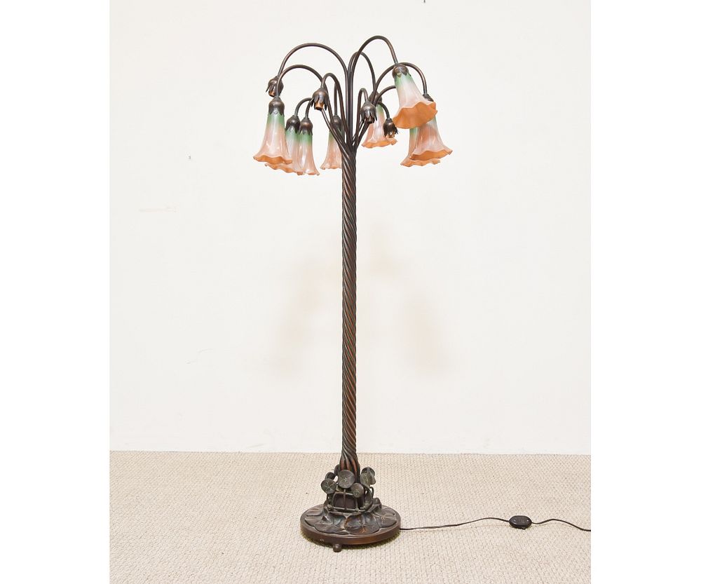 Appraisal: Tiffany Style Bronze Floor Lamp Tiffany style bronze floor lamp