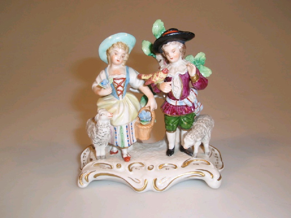 Appraisal: A Sitzendorf porcelain figure group of a shepherd and shepherdess