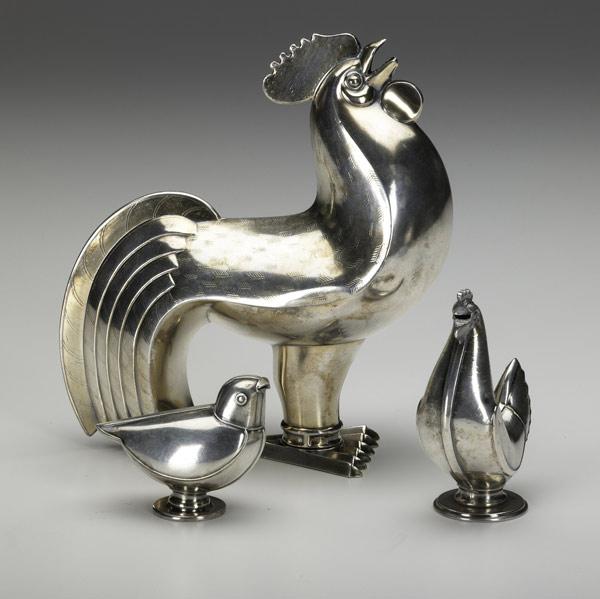 Appraisal: NORWEGIAN SILVER Sugar caster in rooster-form Oscar Sorenson for J