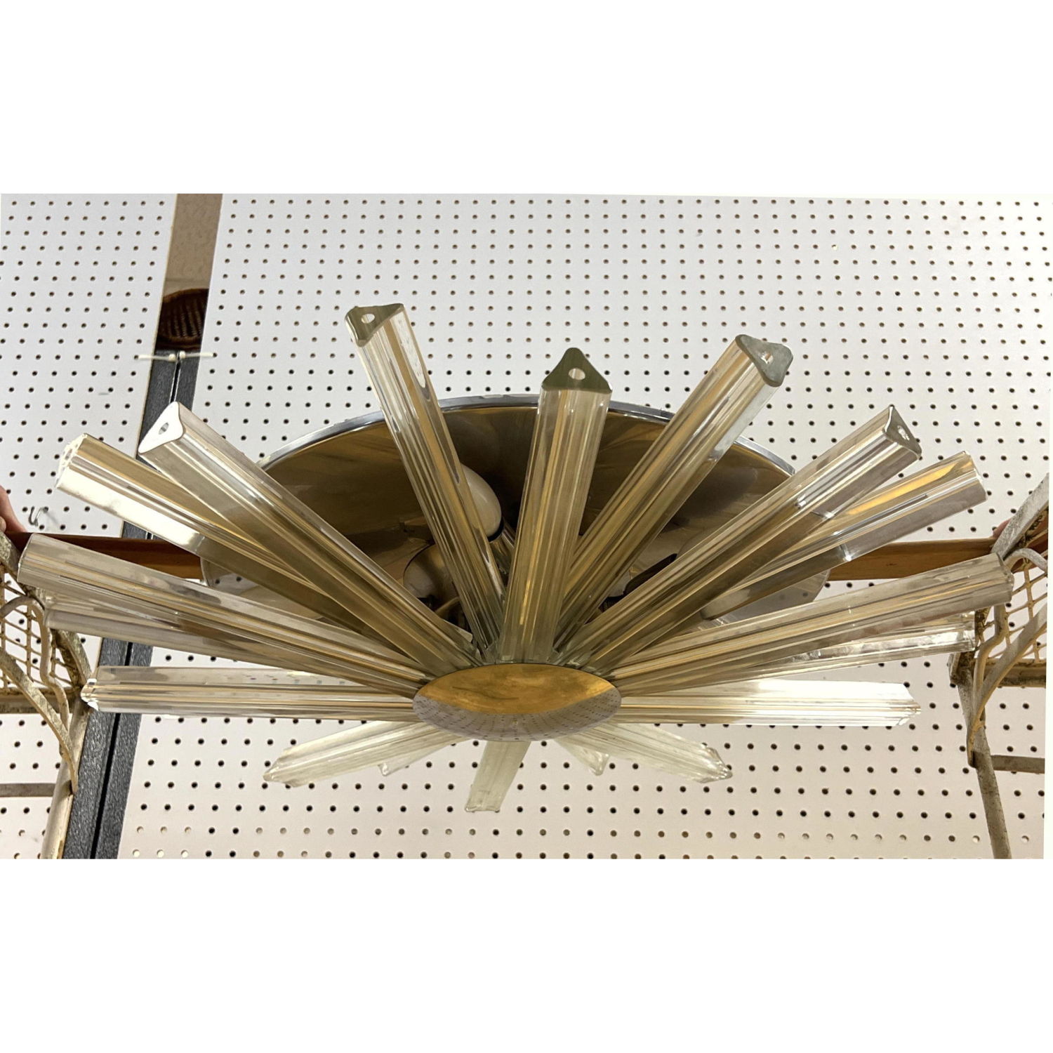 Appraisal: Modernist Glass Prism Starburst Ceiling Mount Chandelier Light sockets Dimensions