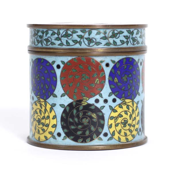 Appraisal: Chinese lidded cloisonne round canister jar with shou symbol and