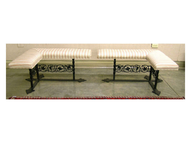 Appraisal: Pair of Arts amp Crafts wrought iron fireside benches each