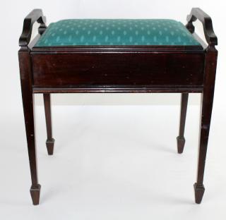 Appraisal: English mahogany vanity bench English mahogany vanity bench Top lifts