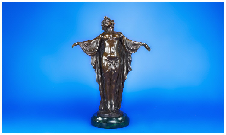 Appraisal: Large Bronze Figure Group Modern Cast Showing A Standing Woman