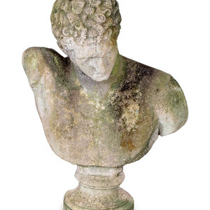 Appraisal: A Cast Stone Bust of Hermes of Praxiteles Approximate height