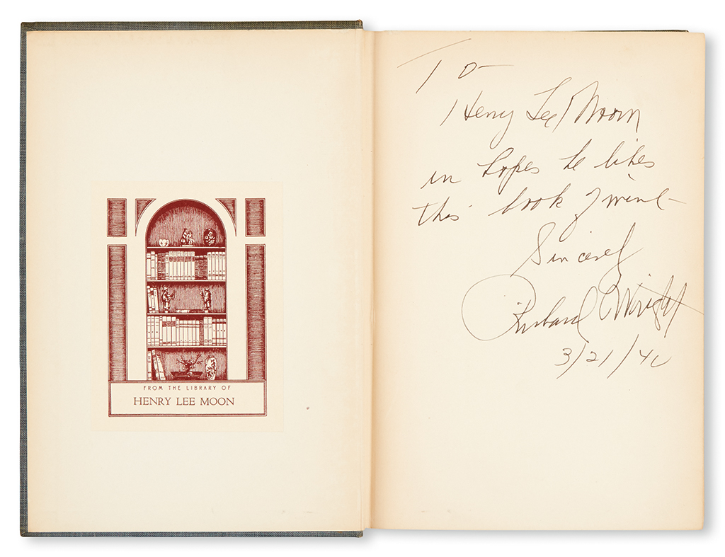 Appraisal: INSCRIBED BY WRIGHT TO HENRY LEE MOON LITERATURE AND POETRY