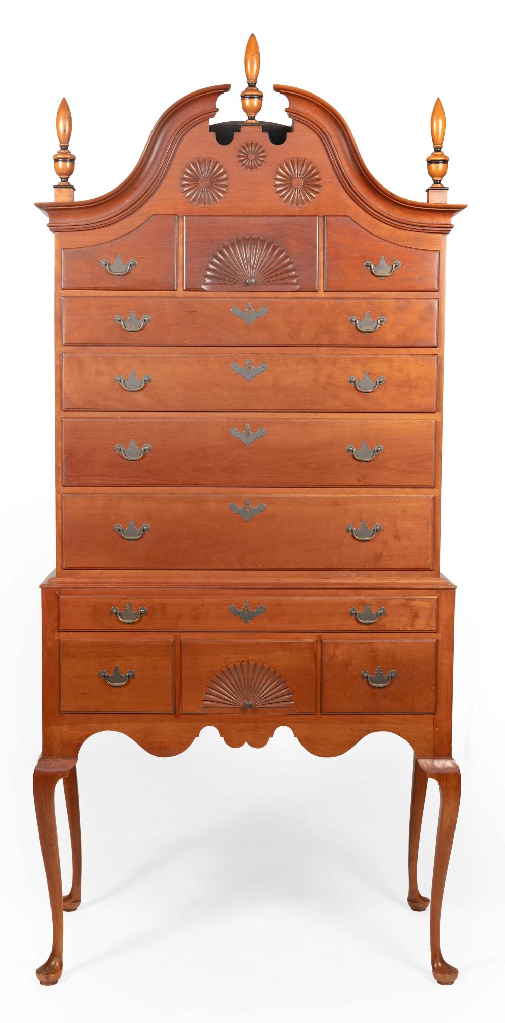 Appraisal: ELDRED WHEELER BONNET-TOP HIGHBOY MASSACHUSETTS TH CENTURY HEIGHT WIDTH DEPTH