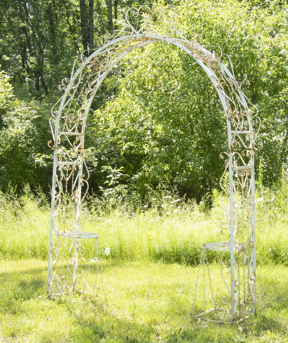 Appraisal: IRON GARDEN ARBOR Vintage Painted Iron -Piece Garden Arch with