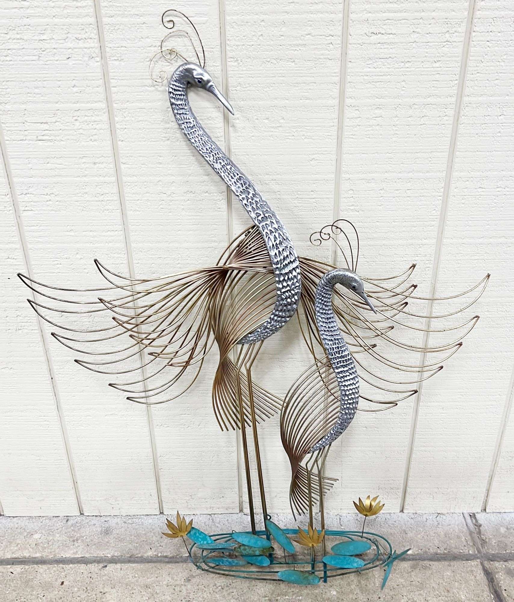 Appraisal: Curtis Jere heron bird wall sculptureMid to late thC Measures