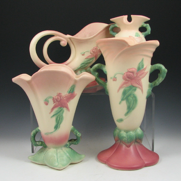 Appraisal: Hull Woodland Post- Matte - Vases Cornucop Lot of four