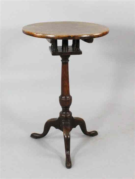 Appraisal: A mid th century fruitwood occasional table with associated burr