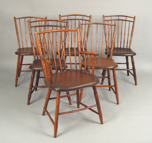 Appraisal: Assembled set of six Pennsylvania rodback windsor dining chairs ca