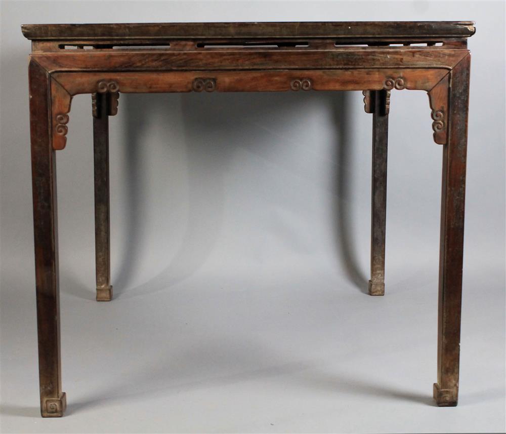 Appraisal: CHINESE MING STYLE SQUARE WINE TABLE the plain square top