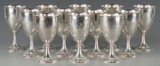 Appraisal: Sterling Silver Goblets Graff Washbourne Dunn Set of twelve sterling