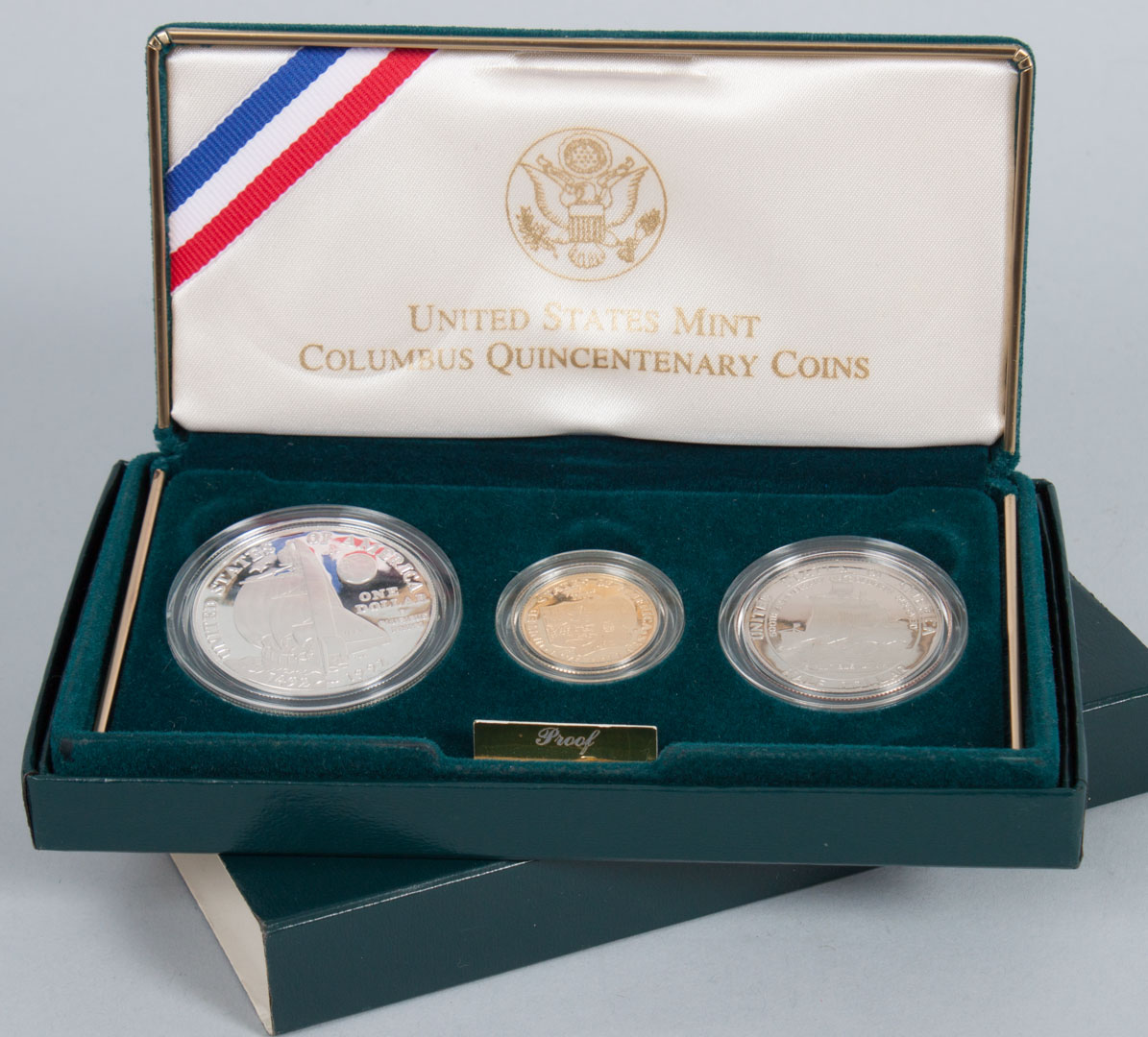 Appraisal: U S Modern Commemoratives Columbus th gold and silver three-coin