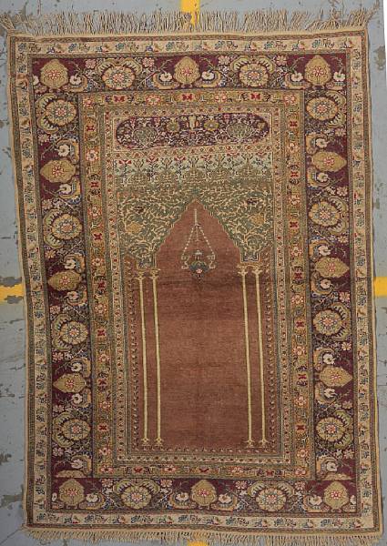 Appraisal: A Turkish silk rug size approximately ft in x ft