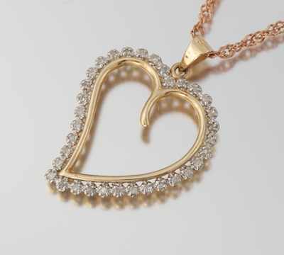 Appraisal: A Ladies' Diamond Heart Pendant on Chain k white and