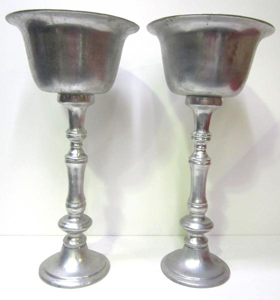 Appraisal: TWO SILVERED URNS TWO SILVERED URNS No Entry