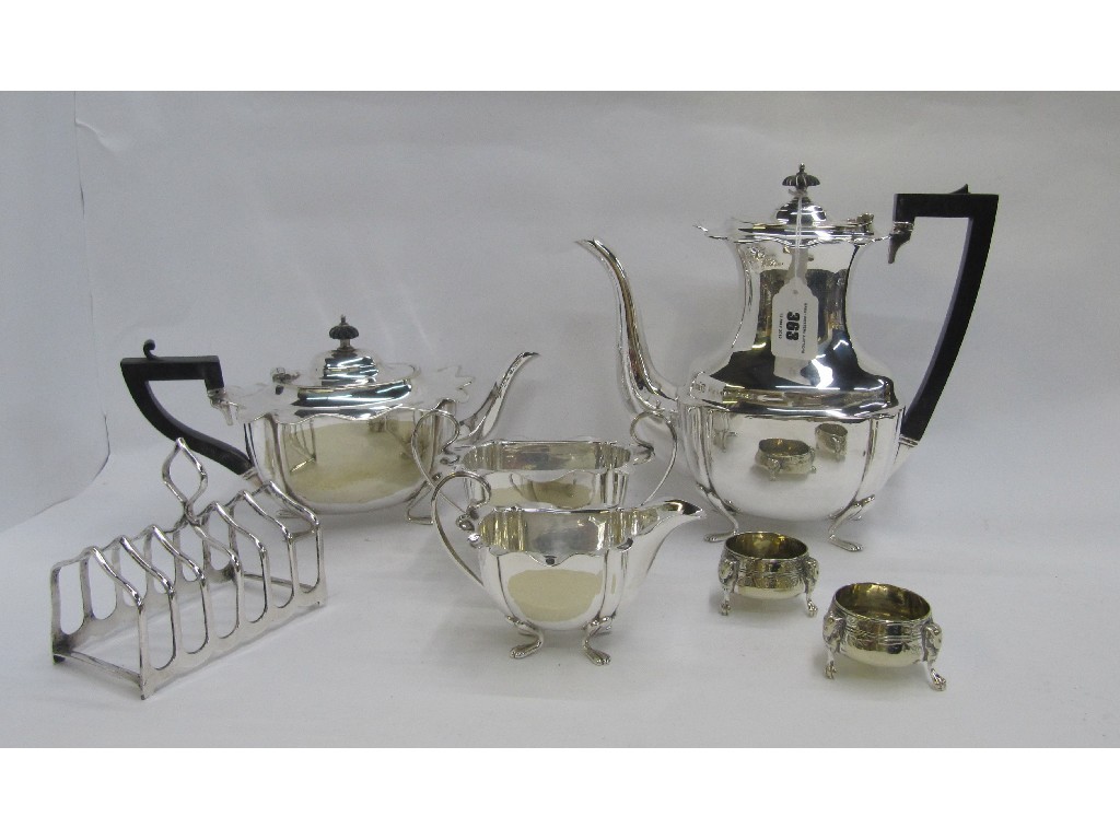 Appraisal: A lot comprising four piece tea service toastrack and a