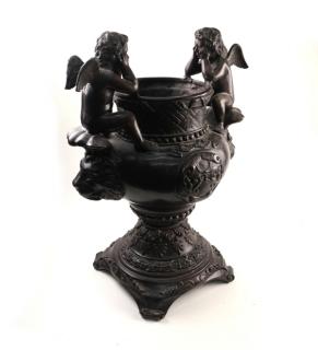 Appraisal: Maitland-Smith patinated bronze garden urn or planter featuring lions and