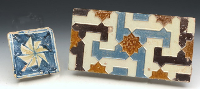 Appraisal: A TH CENTURY SEVILLE RECTANGULAR POTTERY TILE with star and