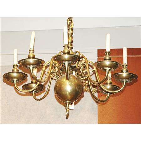 Appraisal: Dutch Baroque Style Brass Eight Light Chandelier Estimate -