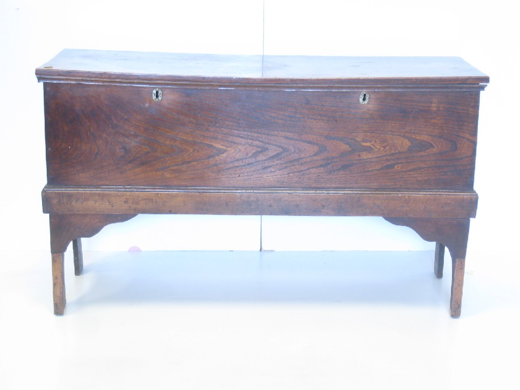 Appraisal: An antique elm Coffer the interior fitted candle box standing