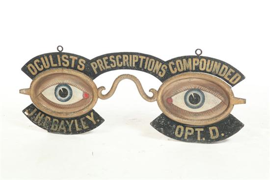 Appraisal: OCULIST TRADE SIGN American th century zinc Original polychrome paint