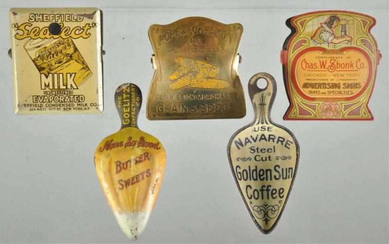 Appraisal: Lot of Metal Advertising Items Description Includes two scoops and