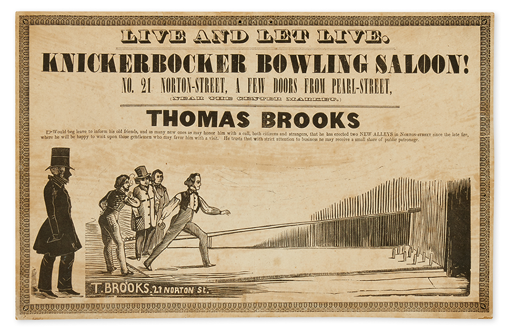 Appraisal: BOWLING Brooks Thomas Live and Let Live Knickerbocker Bowling Saloon