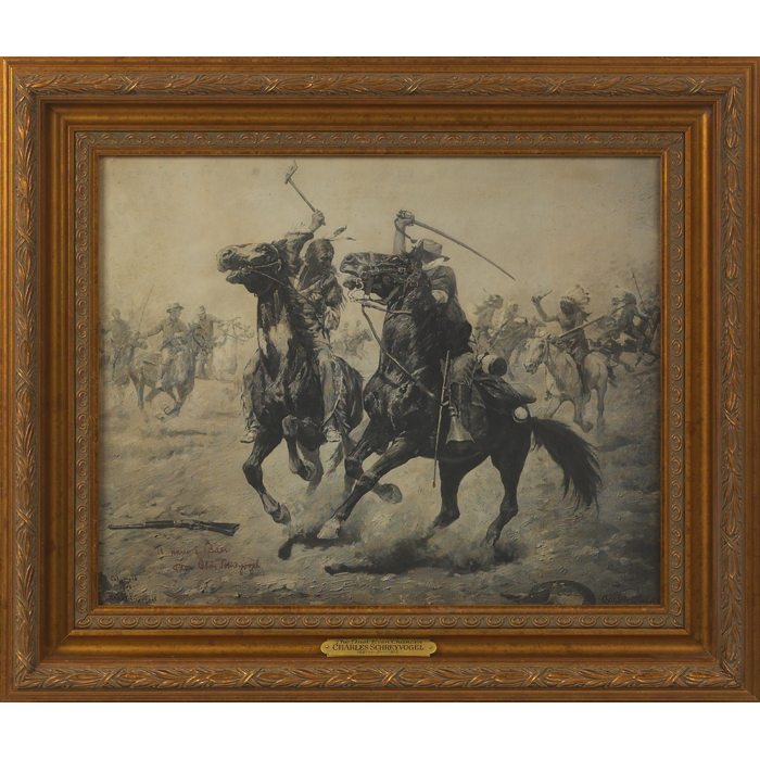 Appraisal: Charles Schreyvogel The Duel Even Chances photo lithograph