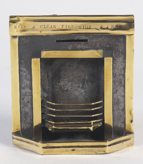 Appraisal: A th century steel and brass mounted money box in