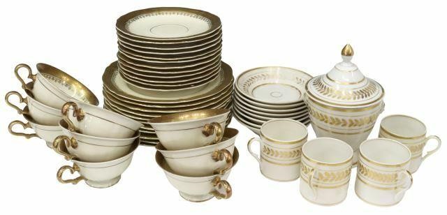 Appraisal: lot Continental parcel gilt porcelain tableware two varied patterns comprised