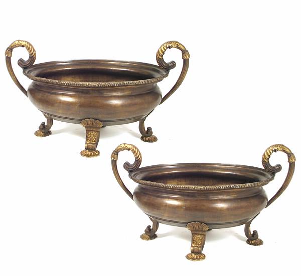 Appraisal: A pair of oval bronze planters height in width in