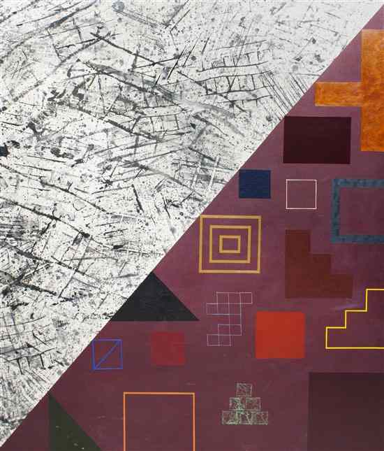 Appraisal: David Shapiro American b Burnam Wood mixed media on canvas