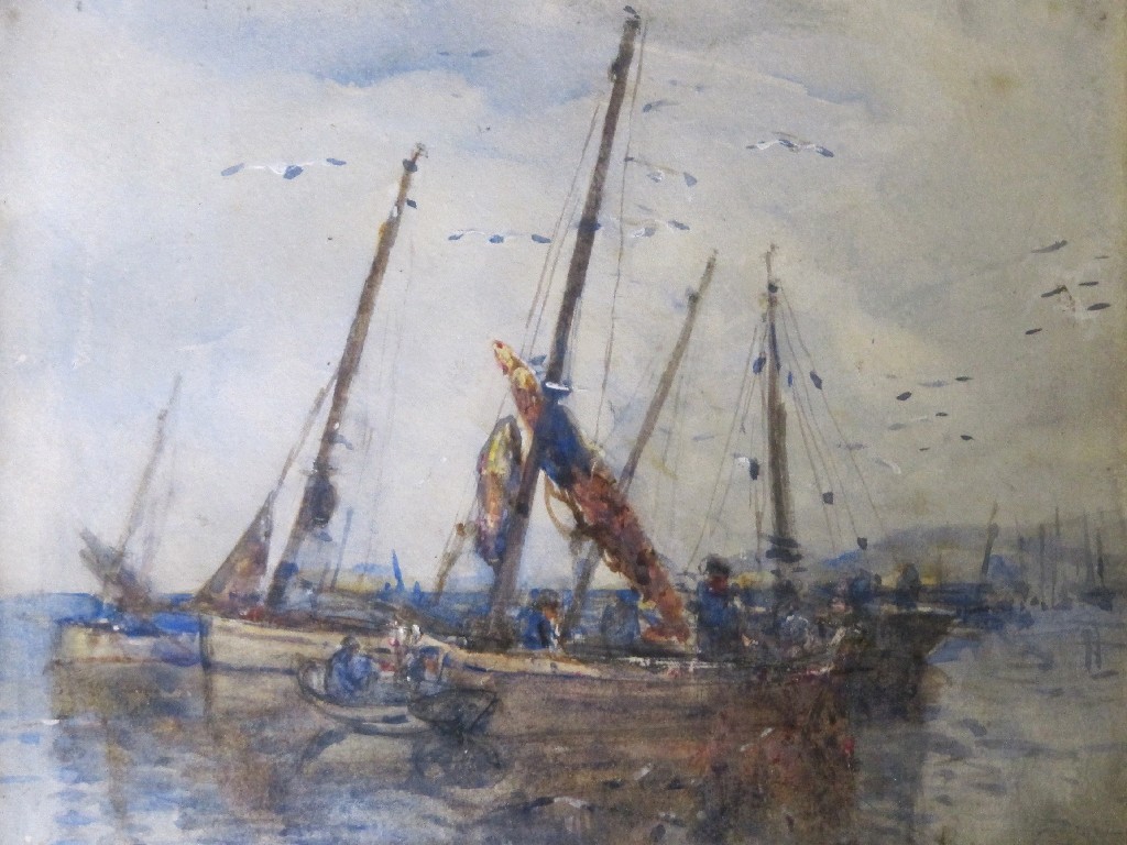 Appraisal: MASON HUNTER RSW ARSA - Watercolour of fishing boats signed