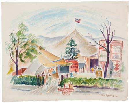 Appraisal: VERA ANDRUS Hope's Circus Hopewell New Jersey Watercolor on paper