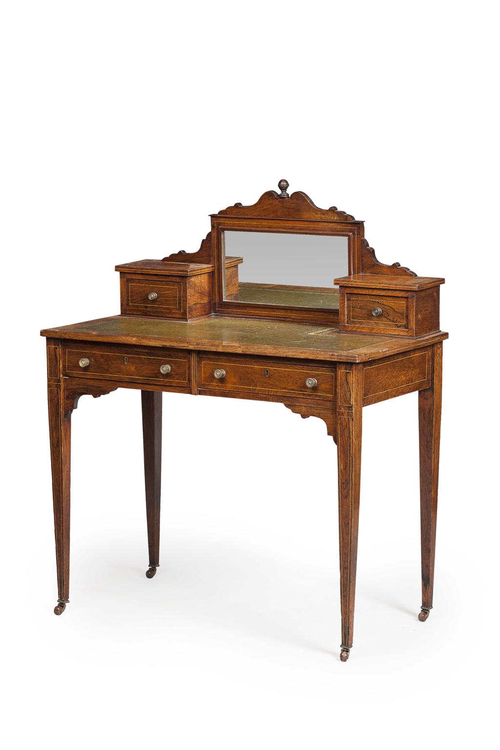 Appraisal: EDWARDIAN ROSEWOOD LADY'S DESK EARLY TH CENTURY the mirror back