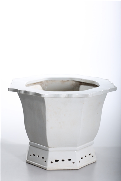 Appraisal: Chinese white glazed porcelain octagonal planter x approx