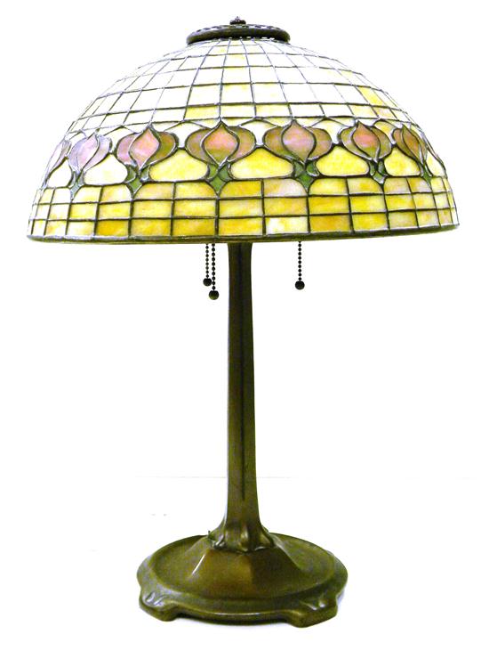 Appraisal: Tiffany Studios table lamp pomegranate leaded glass shade signed on