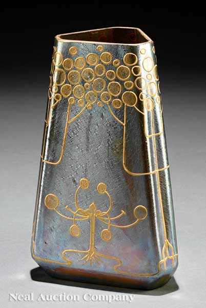 Appraisal: A Continental Enameled Iridescent Vase late th early th c