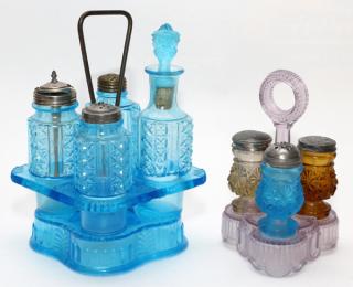 Appraisal: AMERICAN PATTERN GLASS CRUET STANDS LATE TH C AMERICAN PATTERN