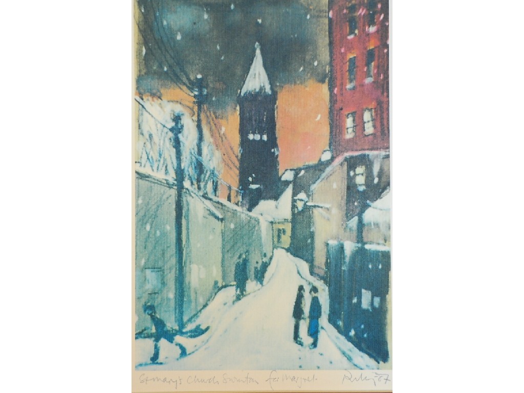 Appraisal: HAROLD RILEY ARTIST SIGNED COLOURED PRINT DATED St Marys Church