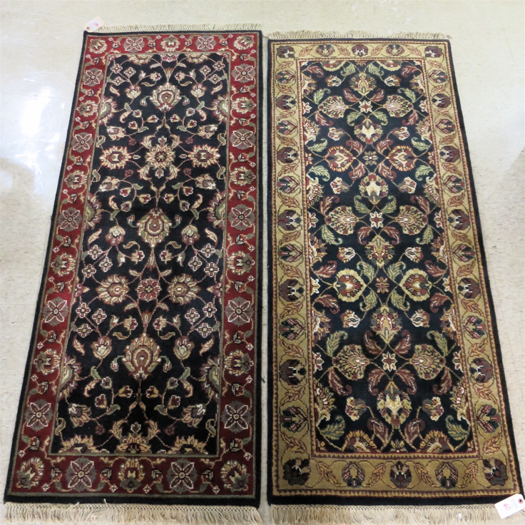 Appraisal: TWO HAND KNOTTED ORIENTAL AREA RUGS Indo-Persians both floral patterns