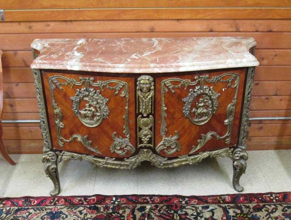 Appraisal: LOUIS XV XVI STYLE ORMOLU-MOUNTED CABINET BUFFET Egyptian made th