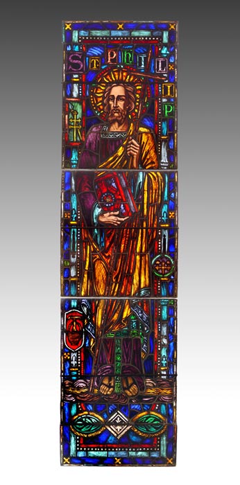 Appraisal: KARL MUELLER STAINED GLASS CHURCH WINDOW ST PHILIP Approx ''