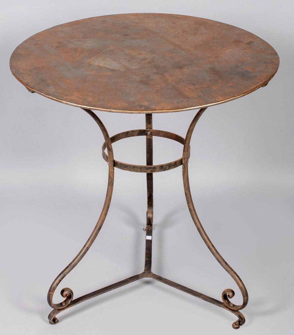 Appraisal: FRENCH STYLE WROUGHT-IRON BISTRO TABLE TH CENTURY the circular top