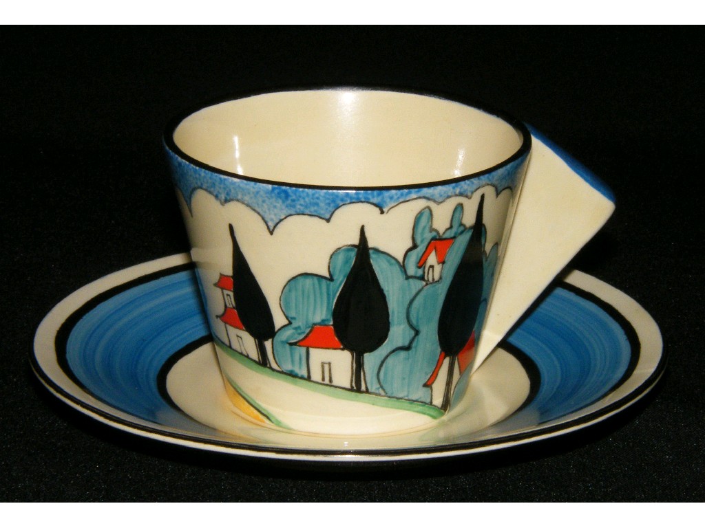 Appraisal: Rare Clarice Cliff 'May Avenue' Bizarre demi-tasse conical cup and