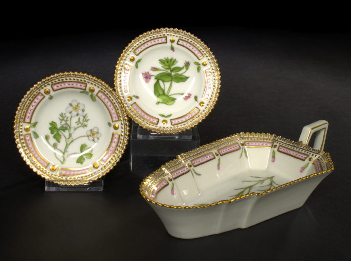 Appraisal: Group of Three Pieces of Royal Copenhagen Flora Danica Porcelain