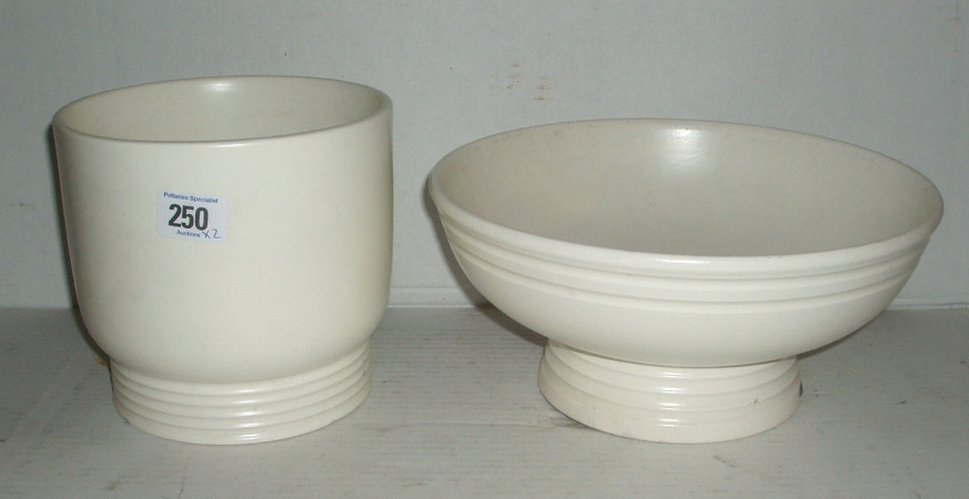 Appraisal: Keith Murrey White Vase White Bowl Both Chipped to rim